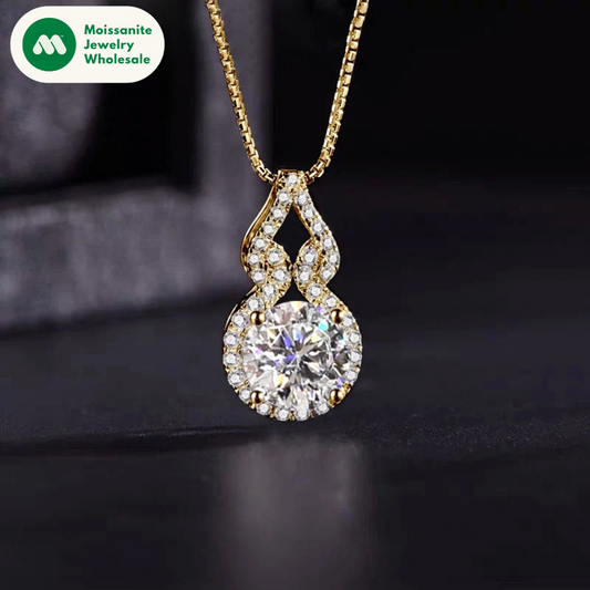 2025 Trendy Gourd Shaped Pendant Necklace Moissanite 3CT 2CT 1CT for Women 925 Silver Adjustable Chain D Color Lab Diamond Jewel