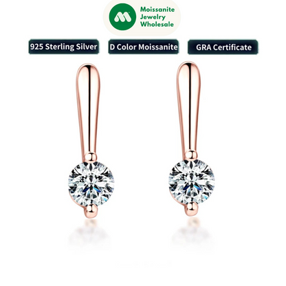 Simple Korean Moissanite Drop Hook Earring U Shape Piercing Earrings Hypoallergenic Silver 925 for Women Fine Jewelry Gift