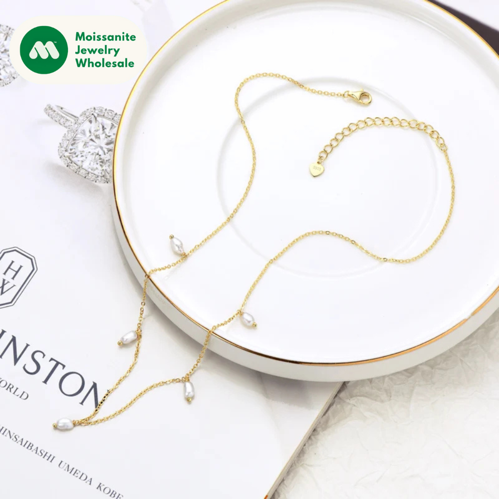Luxury Natural Freshwater Baroque Pearl Chain Necklace 925 Sterling Silver 14K Gold Plated 3-4mm Bead Sweet Women Jewelry Gifts