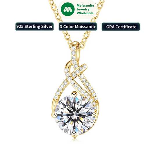 S925 Infinity Necklace 8mm 2.0CT Moissanite Pendant for Women Adjustable 925 Silver Chain GRA Certified Luxury Fine Jewelry Gift