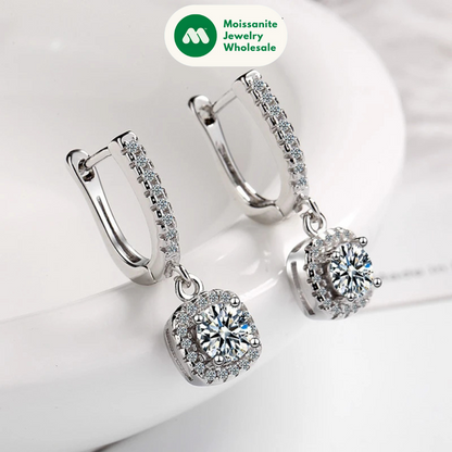 Women's Silver Earrings 2023 Trendy VVS1 Moissanite Hoop Earrings Drop Halo Earrings 925 Sterling Silver Certified Girls Jewelry