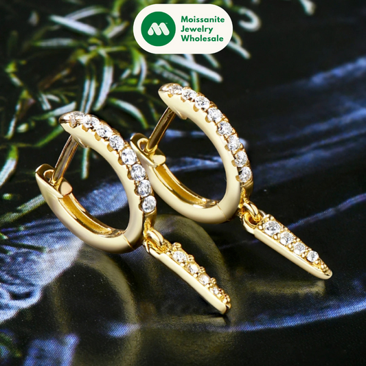 Personalized Triangular Moissanite Drop Earrings 100% Silver 925 Hoop Huggie Earring For Women Gift Jewelry with GRA Certificate