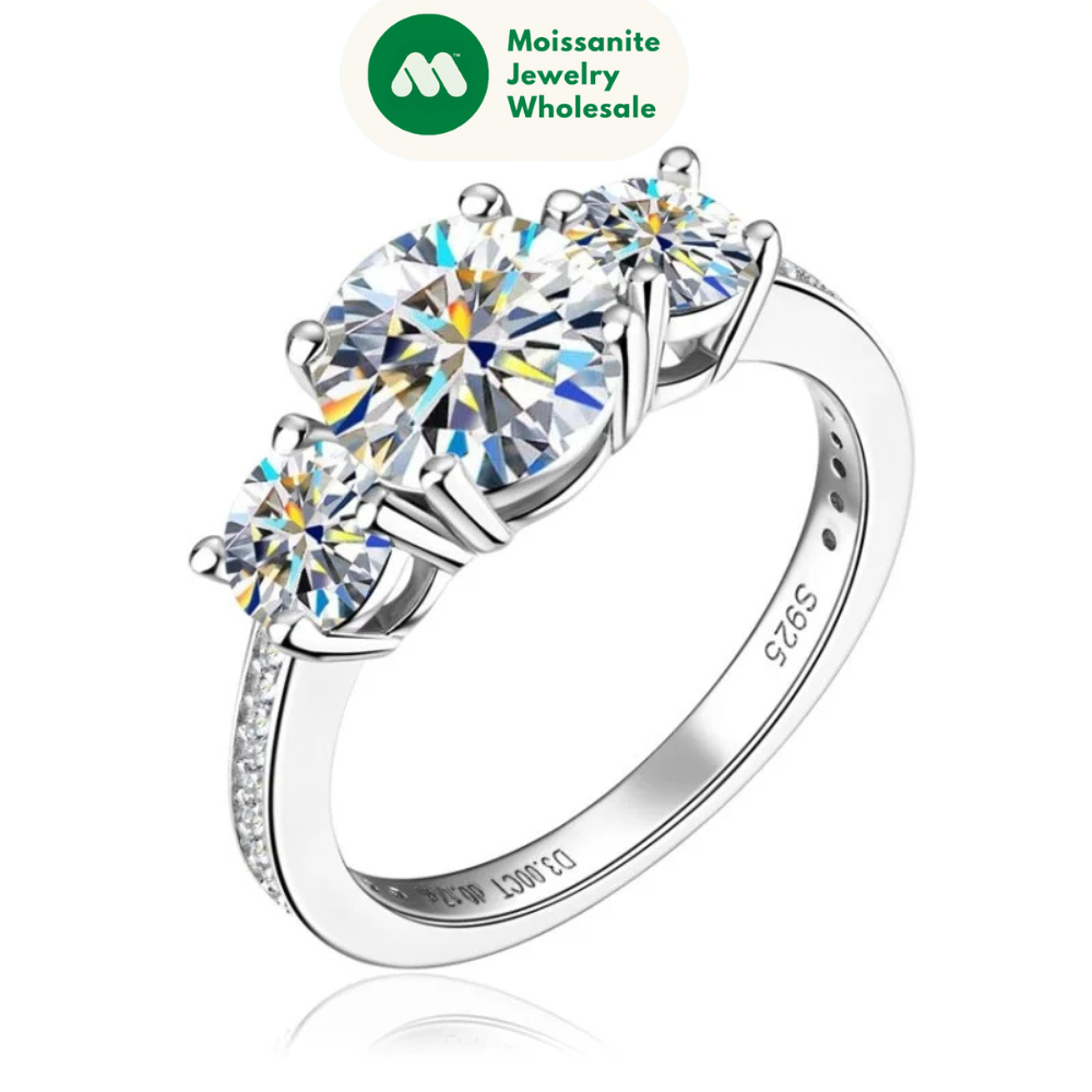 3-stone Real 3.6CT Moissanite Wedding Rings for Women 100% S925 Silver Engagement Promise Band Fine Accessories Jewelry