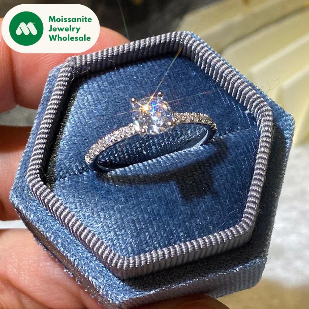 6mm 0.8Carat Real D Color VVS1 Moissanite Engagement Rings Silver 925 Yellow Gold Plated Solitaire Ring Jewelry For Women Girls