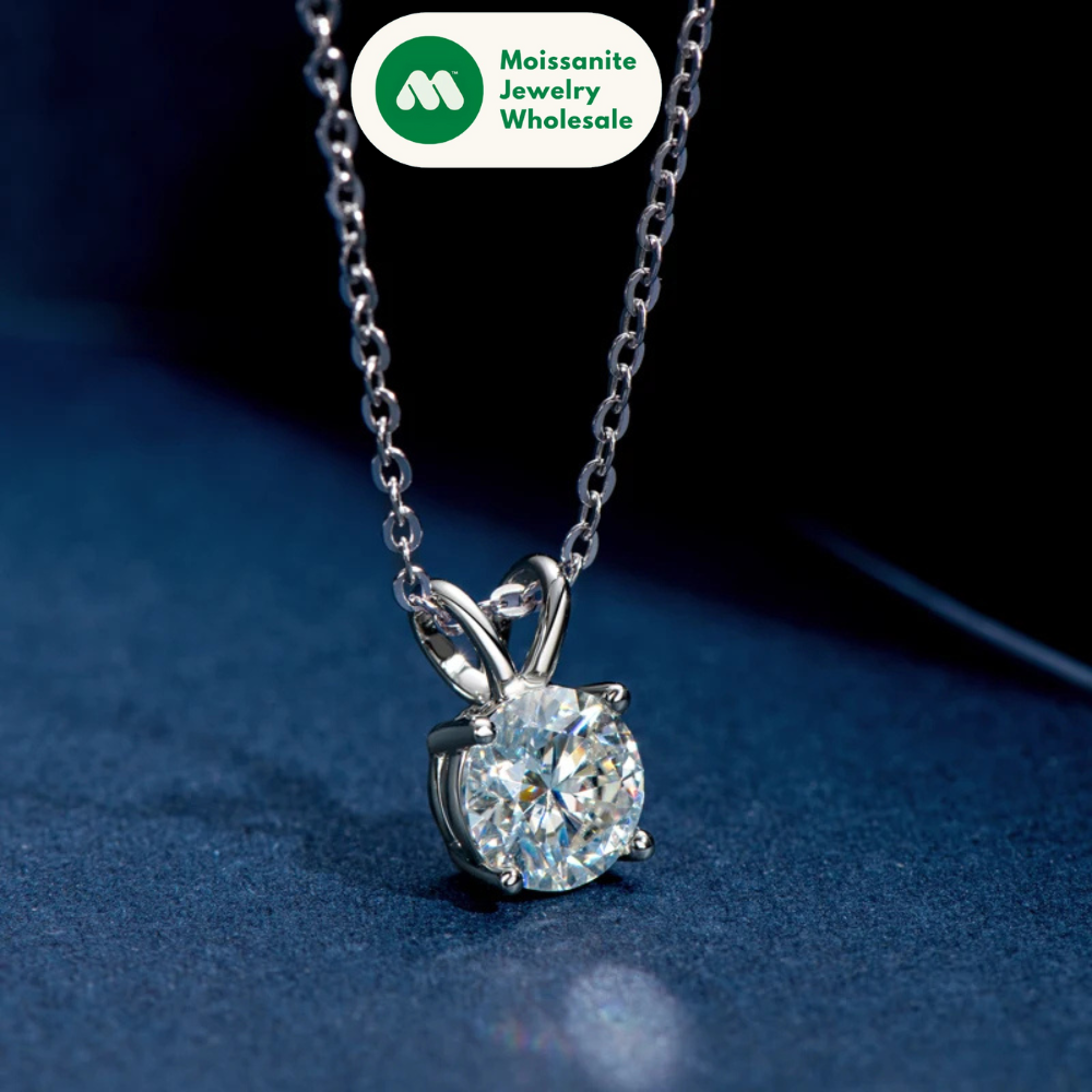 Rose Gold Plated Moissanite Pendant Necklace 6.5mm(1.0ct ) Sparking D Color Diamond Real 925 Silver Jewelry for Women Gift
