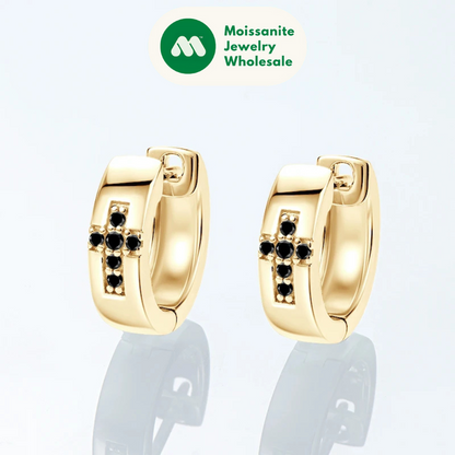 Cross Hoops Men's Earrings Moissanite Diamond Huggie Earring for Women 925 Sterling Silver Earrings Jewelry Birthday Gifts