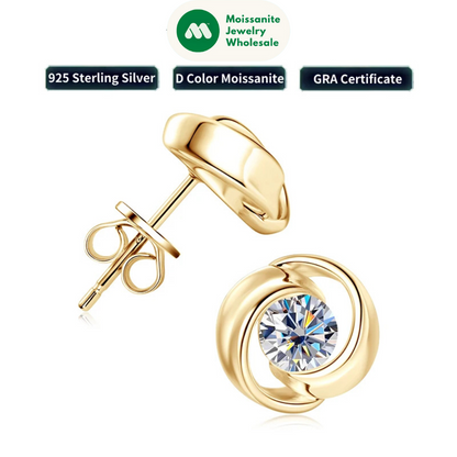 5mm 0.5CT D Color Moissanite Studs Earrings 925 Silver Cute Flower Earrings for Women Men LOVER'S 14K Gold Plated Jewelry