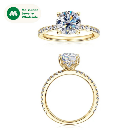 8mm 2.0CT Moissanite Solitaire Ring for Women 18k Gold Plated 925 Silver Engagement Wedding Promise Rings Finger Bands Jewelry