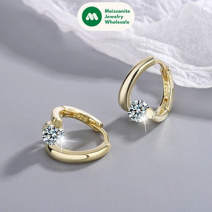 Korean Twist Hoops 1.0ct D Color Moissanite Earrings For Women Real 925 Silver Solitaire Diamond Stud Earrings Jewelry