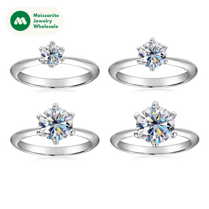 0.5CT-3.0CT Moissanite Solitaire Ring 925 Silver Plated White Gold Engagement Wedding Band For Women Certified Finger Ring
