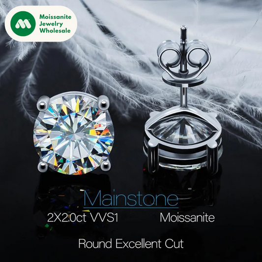 2023 Trendy Stud Earrings for Women 100% 3-11mm 0.1-5.0ct D Color Moissanite 925 Sterling Silver Sparkling Wedding Jewelry