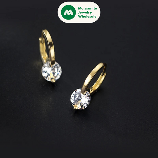 Fashion Moissanite Drop Hoops Earrings 925 Gold Plated Silver Diamond Solitaire Earring for Women Men Sterling Gifts Mom