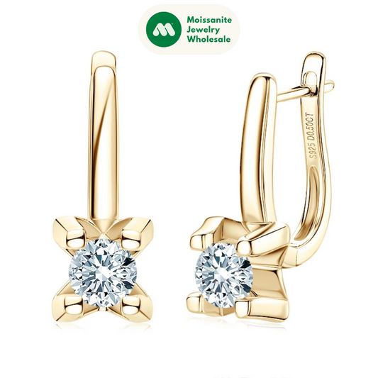 Authentic 925 Sterling Silver Jewelry 5.0mm D Color Moissanite Hoop Earrings for Women Girls Engagement Gift Free Shipping