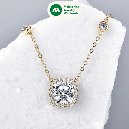 2.5 Carat Cushion Cut Moissanite Pendant Necklaces Adjustable 925 Silver Chain for Women Gift Birthday Jewelry 2025 Trend