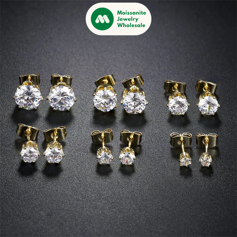 Stud Earrings for Men Women Real D Color Moissanite 3mm-9mm Multiple Sizes Earring 925 Silver Jewelry Girls Gift Certified