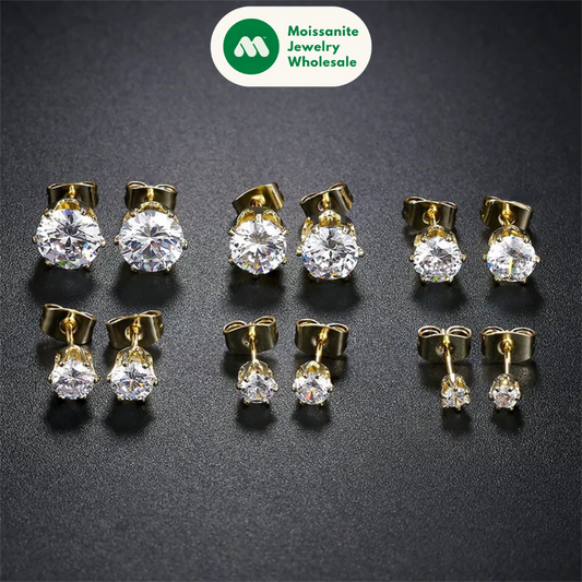 Stud Earrings for Men Women Real D Color Moissanite 3mm-9mm Multiple Sizes Earring 925 Silver Jewelry Girls Gift Certified