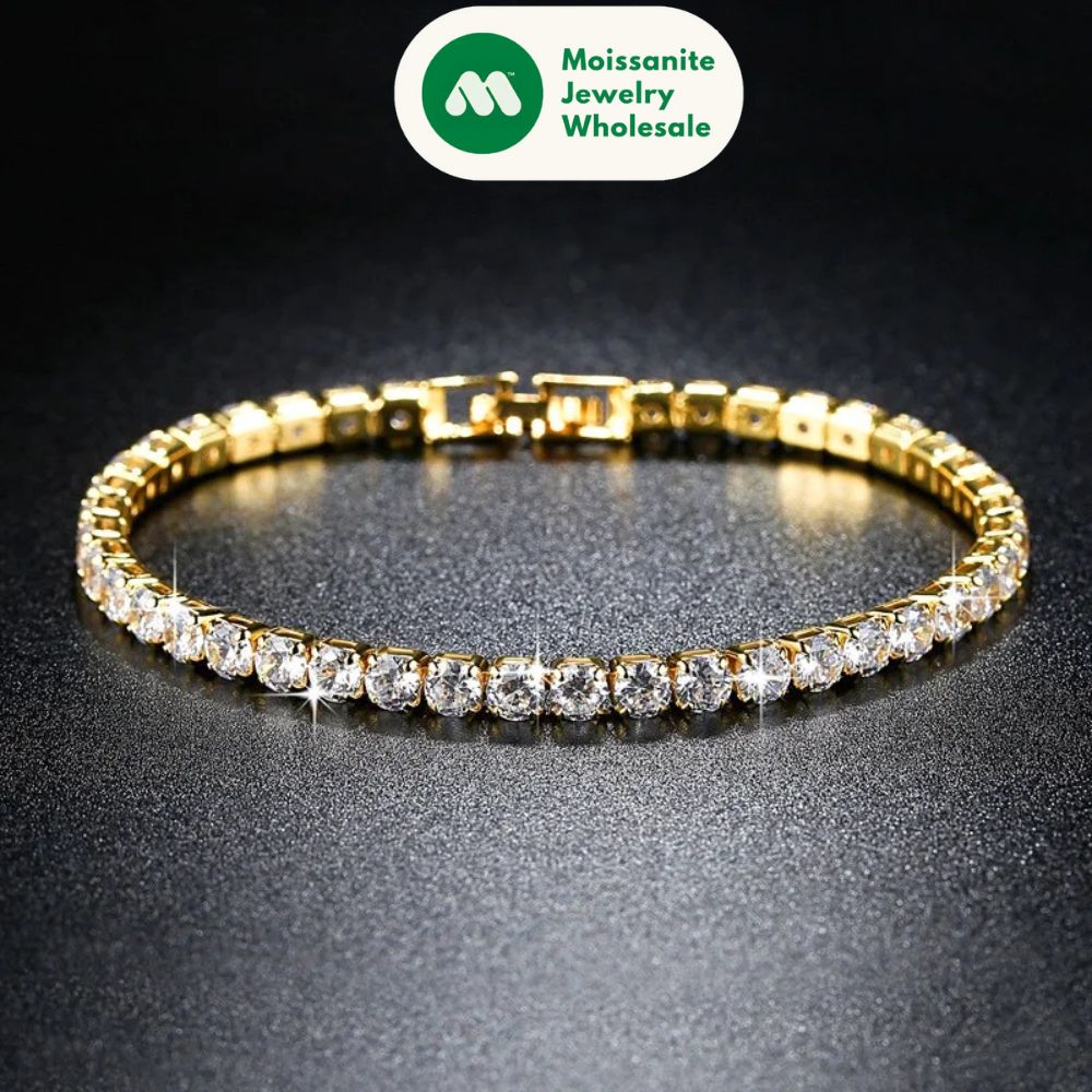3mm D Color VVS1 Moissanite Bracelet Original Certified 925 Silver Tennis Bracelets 18k Gold Plated for Women Man Jewelry