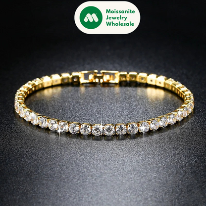 3mm D Color VVS1 Moissanite Bracelet Original Certified 925 Silver Tennis Bracelets 18k Gold Plated for Women Man Jewelry