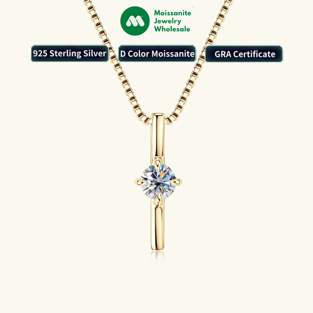 4mm 0.30ct D Moissanite Dash Pendant Necklace for Women 925 Silver Adjustable Chain Fashion Simple Jewelry 2025 New Gift
