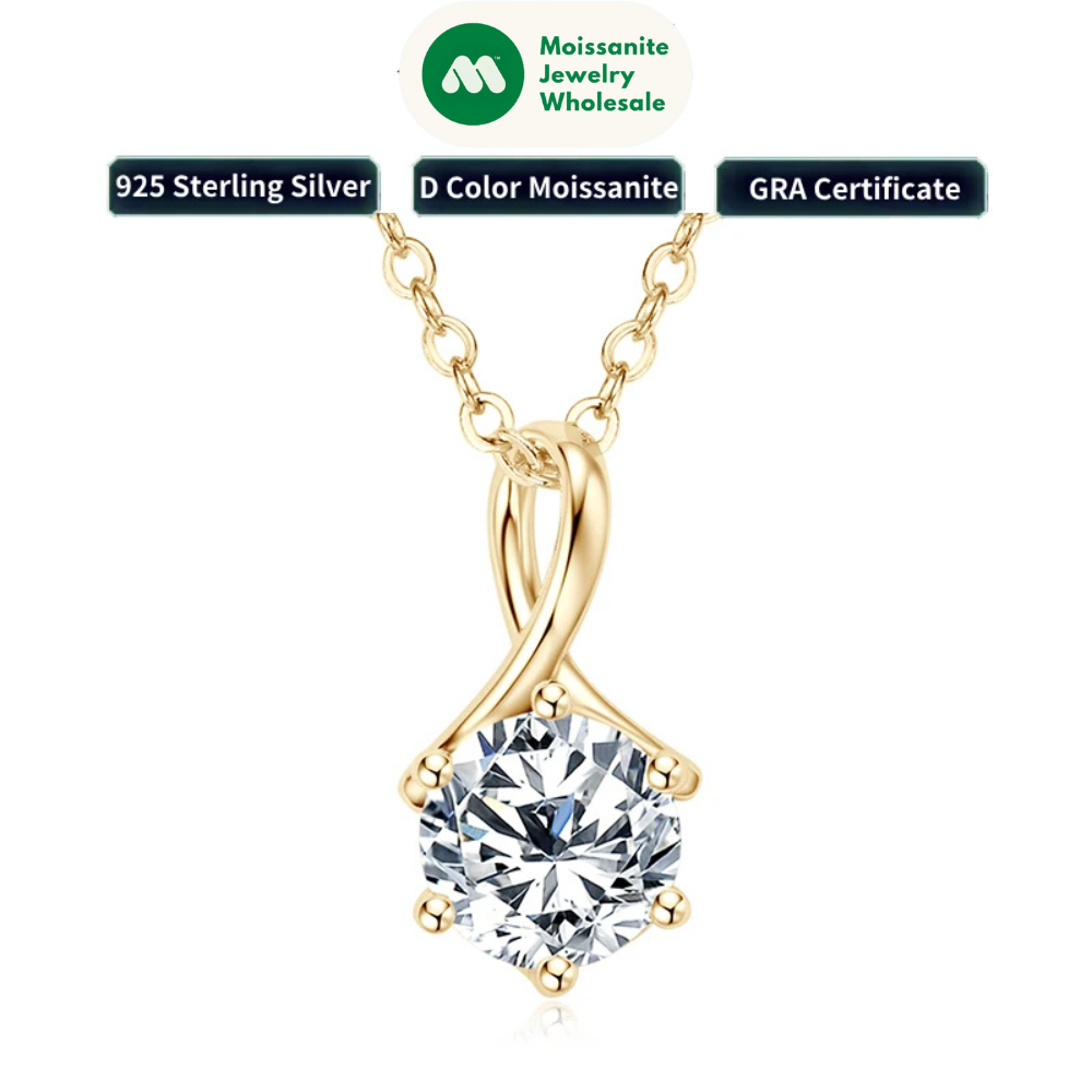 100% 925 Silver 1 Carat Moissanite Drop Pendant Infinity Necklace Certified Jewelry Gift for Women Birthday Anniversary
