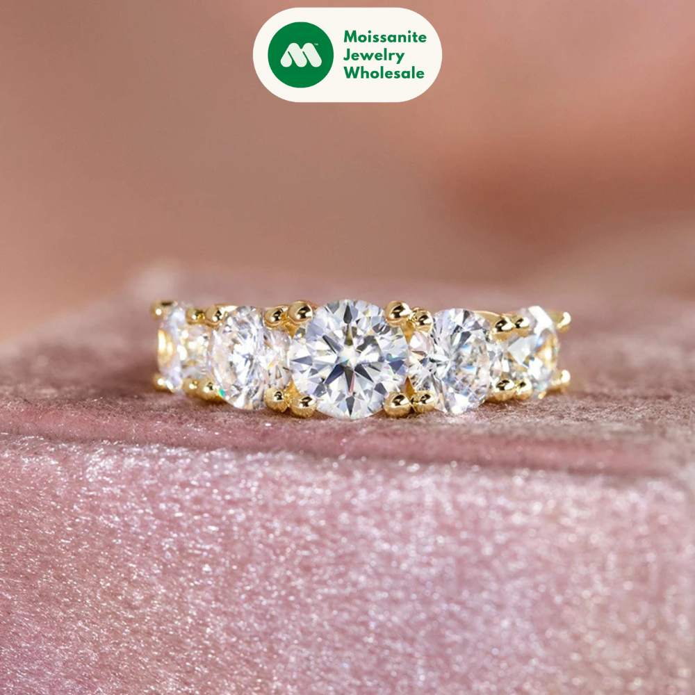 D Color Moissanite Wedding Engagement Ring For Women 925 Silver 6.5mm&6mm&5mm Lab Diamond 5 Stones Promise Rings Finger Jewelry