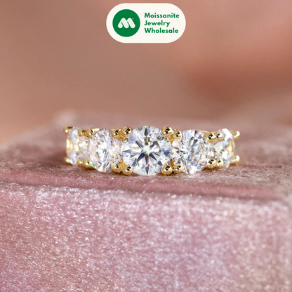 D Color Moissanite Wedding Engagement Ring For Women 925 Silver 6.5mm&6mm&5mm Lab Diamond 5 Stones Promise Rings Finger Jewelry