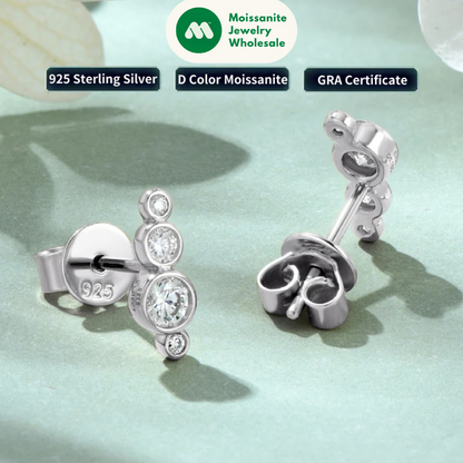 Trendy 925 Silver D Color Bezel Moissanite Earrings Mini Studs Piercing Noodle for Women Men Party Daily Wear Jewelry GRA