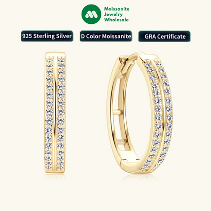 Trend Hoop Earrings 925 Sterling Silver Round Moissanite Piercing Engagement Jewelry for Women Wedding Party Gift Birthday