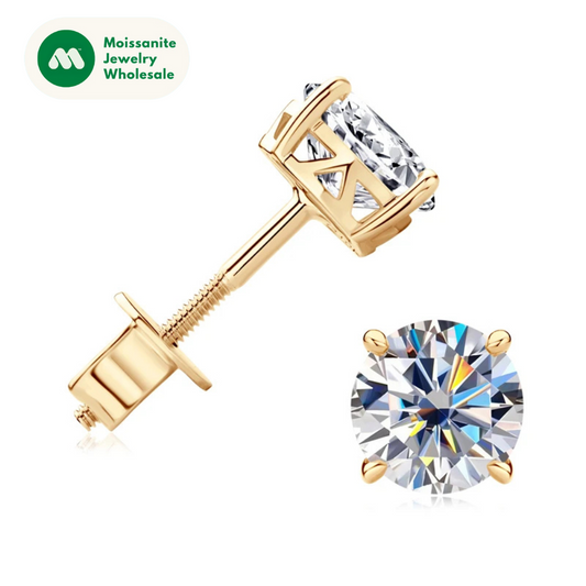 10K Solid Gold Stud Earrings Sparking 6.5mm 6mm 0.8-1CT D-E Moissanite Classic Earrings for Women Men Jewelry GRA Certificate