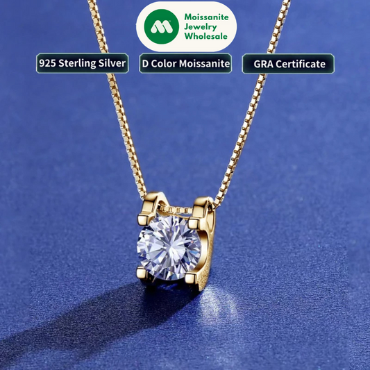Sparking D0.5CT D Color Moissanite Diamond Pendant Necklace Original Solid Silver 925 Jewelry Women Friend Gift Certified