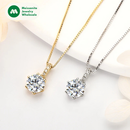 2024 New 925 Sterling Silver Moissanite Pendant Necklace 1CT 2CT D Color Lab Diamond Jewelry Women's Birthday Valentine Day Gift