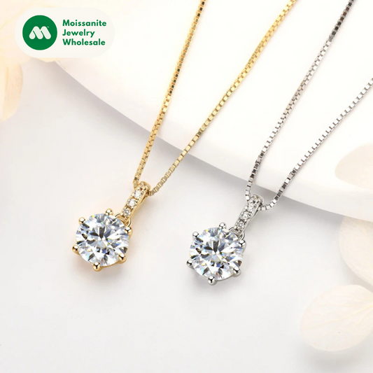 2024 New 925 Sterling Silver Moissanite Pendant Necklace 1CT 2CT D Color Lab Diamond Jewelry Women's Birthday Valentine Day Gift