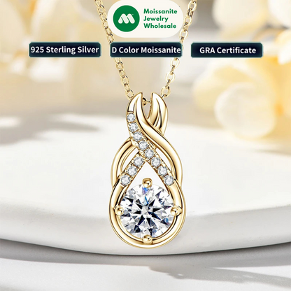 8mm 2.0CT Infinity Moissanite Pendant Necklace for Women Real 925 Silver Adjustable Chain GRA Certified Luxury Fine Jewelry Gift