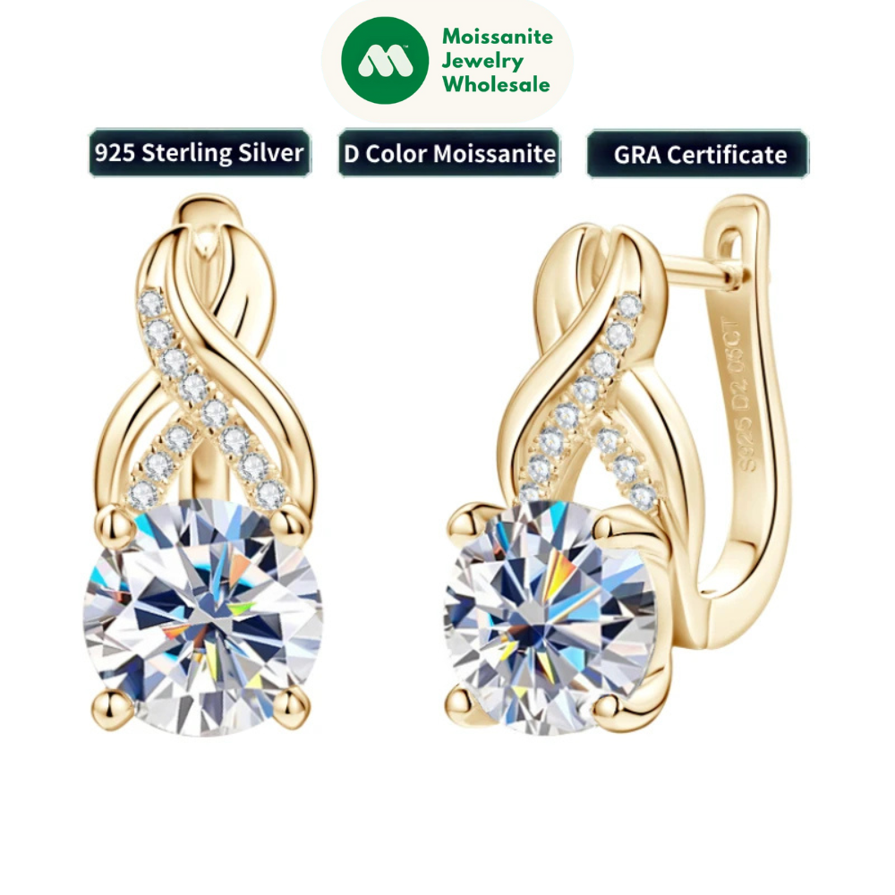 Real 925 Sterling Silver Infinity Hoop Earrings for Women 4.10ctw. Moissanite Drop Earrings Luxury Wedding Jewelry Certificate