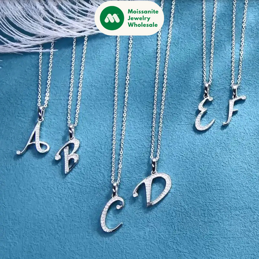Name Necklace 26 Letter Initial Moissanite Pendant Real Silver 925 for Couples Women Men Valentine's Day Gift Fine Jewelry