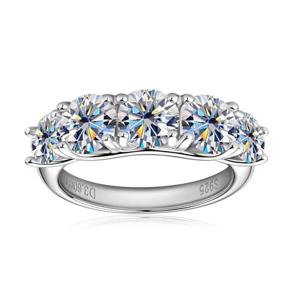 3.60CTW All Moissanite Diamond Ring Sparking D Color 5 Stones Wedding Engagement Band For Women 925 Silver Promise Jewelry