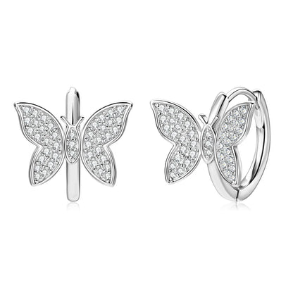 2024 Cute Butterfly Hoop Earrings for Women 925 Sterling Silver Delicate Moissanite Earrings Small Hoops Fine Jewelry Gift