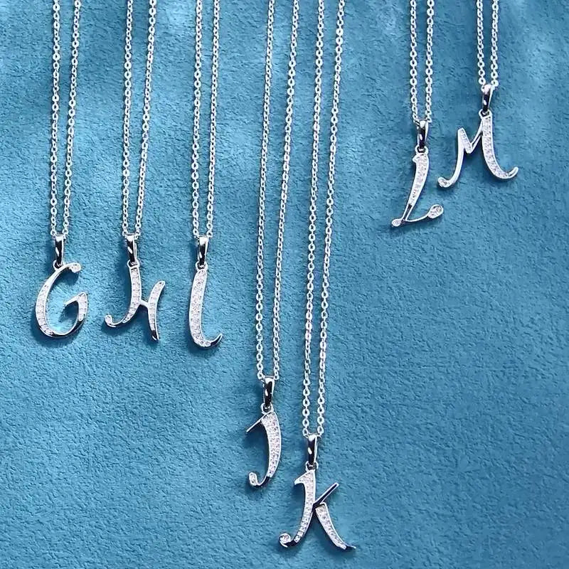 Name Necklace 26 Letter Initial Moissanite Pendant Real Silver 925 for Couples Women Men Valentine's Day Gift Fine Jewelry