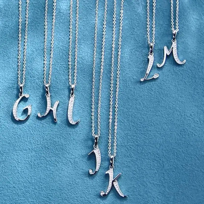 Name Necklace 26 Letter Initial Moissanite Pendant Real Silver 925 for Couples Women Men Valentine's Day Gift Fine Jewelry