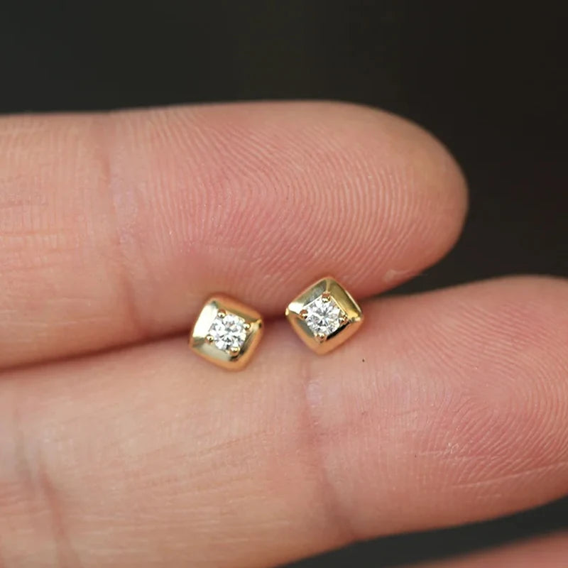 925 Silver Small Square Earrings 3mm Round D Moissanite Stud Earrings for Women Men 2025 New Trend Jewelry GRA Certified