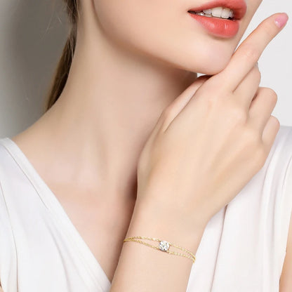 Real 925 Silver Double Chain Bracelet 6.5mm 1.0ct D Color Moissanite Bracelets With GRA Certificate Jewelry for Women Gift