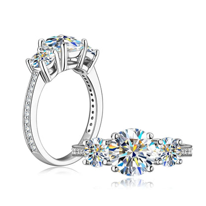 3-stone Real 3.6CT Moissanite Wedding Rings for Women 100% S925 Silver Engagement Promise Band Fine Accessories Jewelry