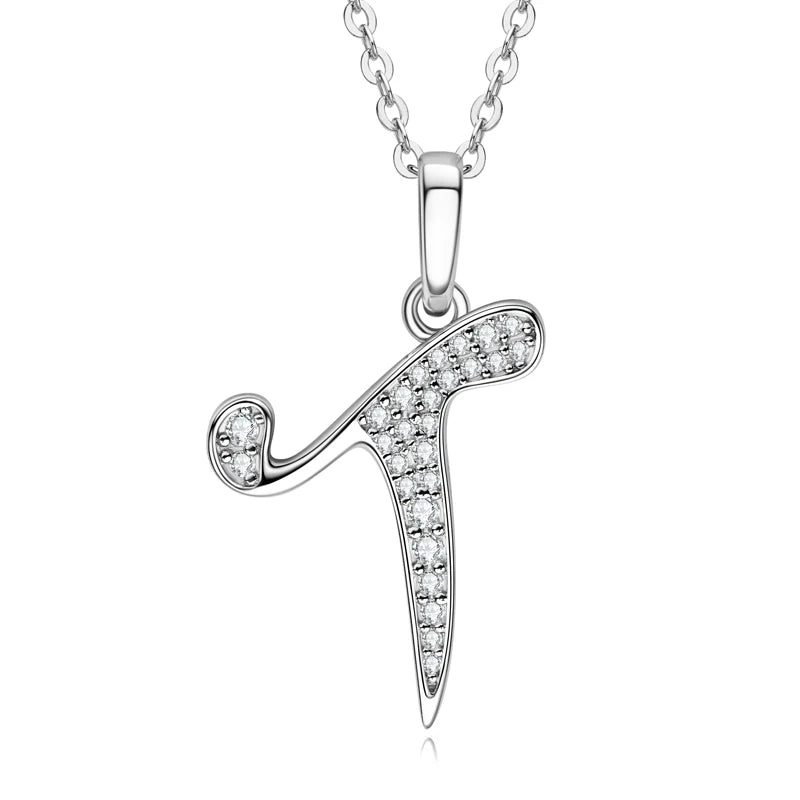 Name Necklace 26 Letter Initial Moissanite Pendant Real Silver 925 for Couples Women Men Valentine's Day Gift Fine Jewelry