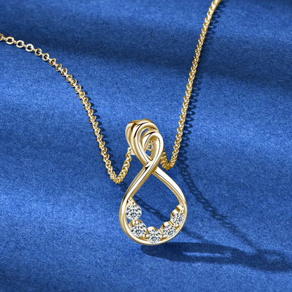 Infinity Necklace S925 D Round Moissanite Pendant Necklaces 925 Silver for Women Adjustable Chain GRA Certified Infinite Jewelry