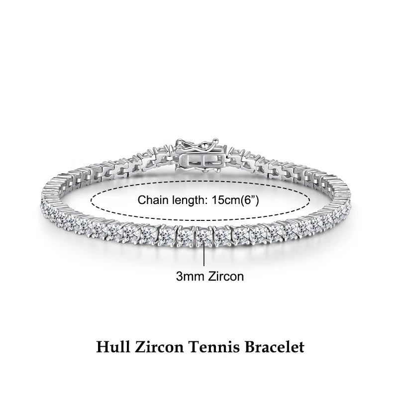 3mm 5mm D VVS1 Moissanite Tennis Bracelet Plated 18k White Gold s925 Sterling Silver Bracelets for Couples Women Man & GRA