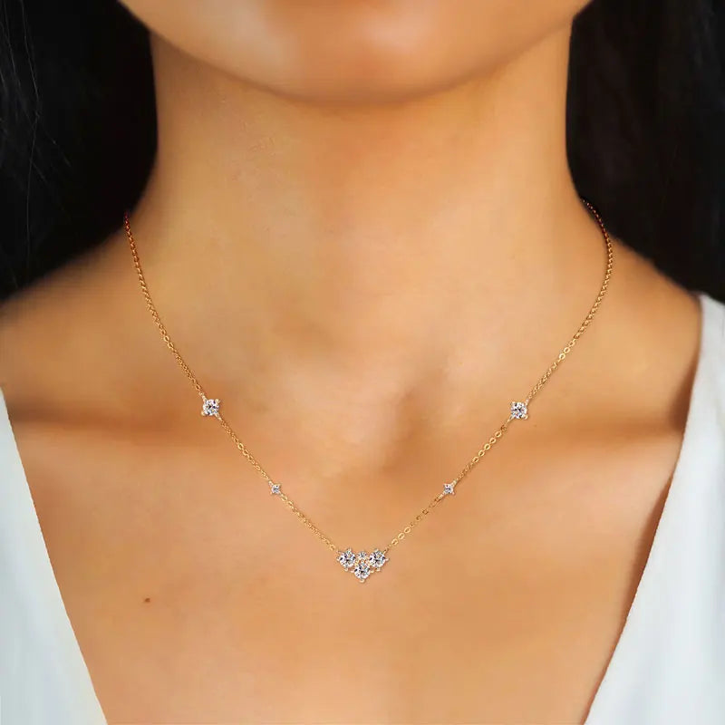2025 New 4mm&2mm D Color Moissanite Pendant Necklace Plated 18K Gold 925 Silver Chain Jewelry GRA Certified for Women Girl Gifts