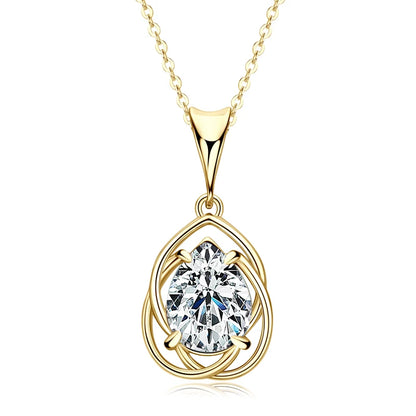 2.0CT Teardrop Pear Cut Moissanite Pendant Necklace for Women 925 Silver Adjustable Chain Real GRA Certified Jewelry Gift