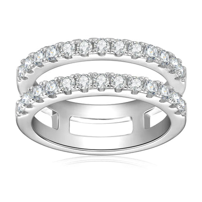 Luxury Full Moissanite Bands Double Row Wedding Rings Real 925 Sterling Silver Ring Enhancer For Women Jewelry Certificate