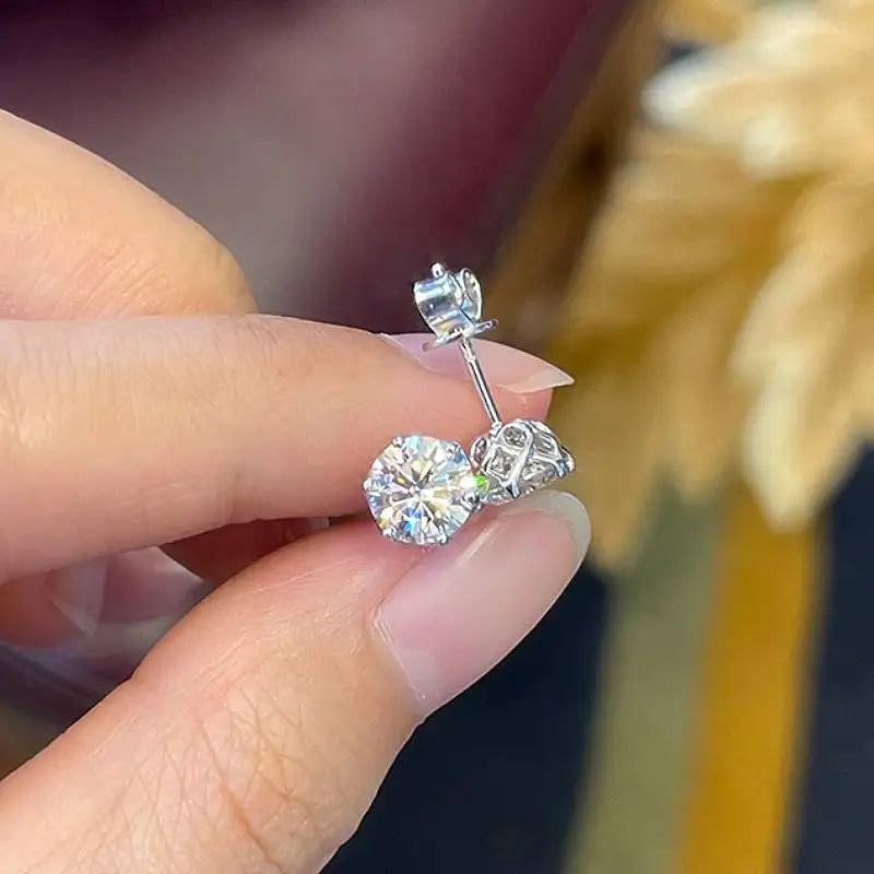 Real 3-6.5mm D Color 2CT Moissanite Diamond Stud Earrings 925 Silver for Women men Piercing Earrings Classic Jewelry Certificate