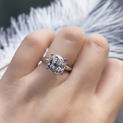 925 Sterling Silver 3.0ct Cushion Cut Solitaire Engagement Ring Simulated Diamond Silver Wedding Rings Jewelry For Women
